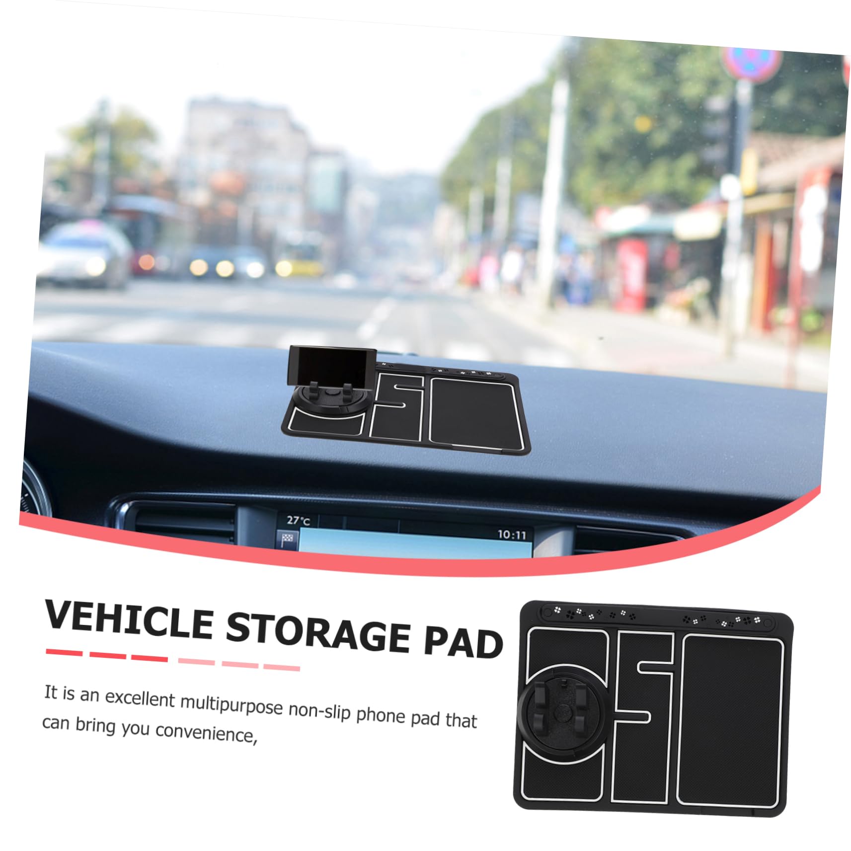 Mikikit Non Slip Dashboard Pad with Parking Card Rotating Car Phone Holder Durable Material Temporary Display for Easy Viewing Day Night