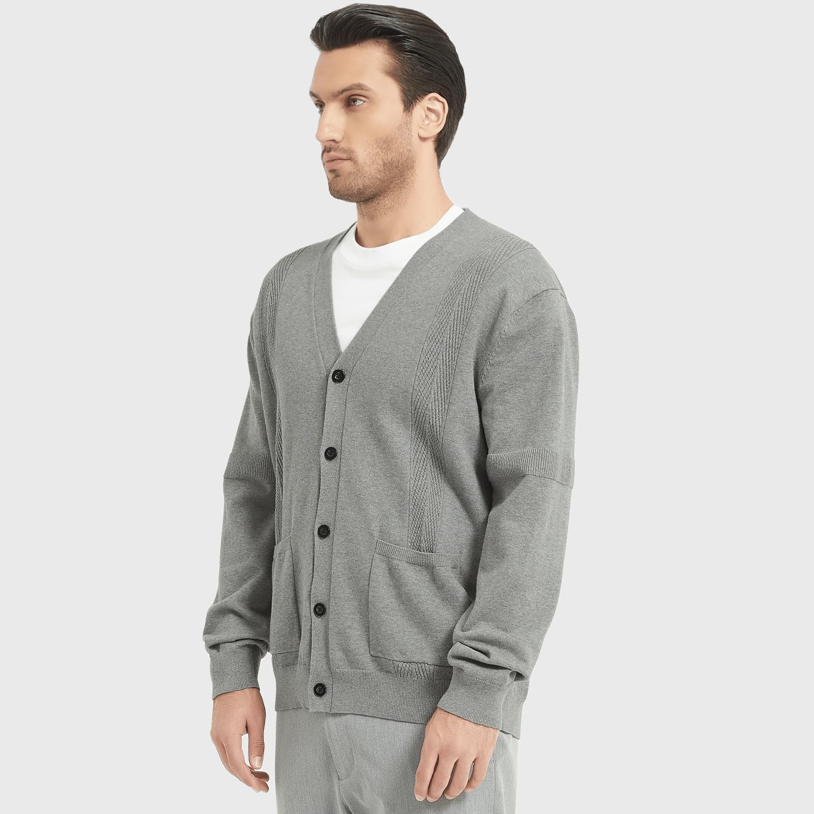 Cardigan pour Homme Décontracté Pull Manches Longues en Maille avec Col en V, Veste en Tricot Coton pour Hommes Gilet Automne Hiver avec Poches et Boutons
