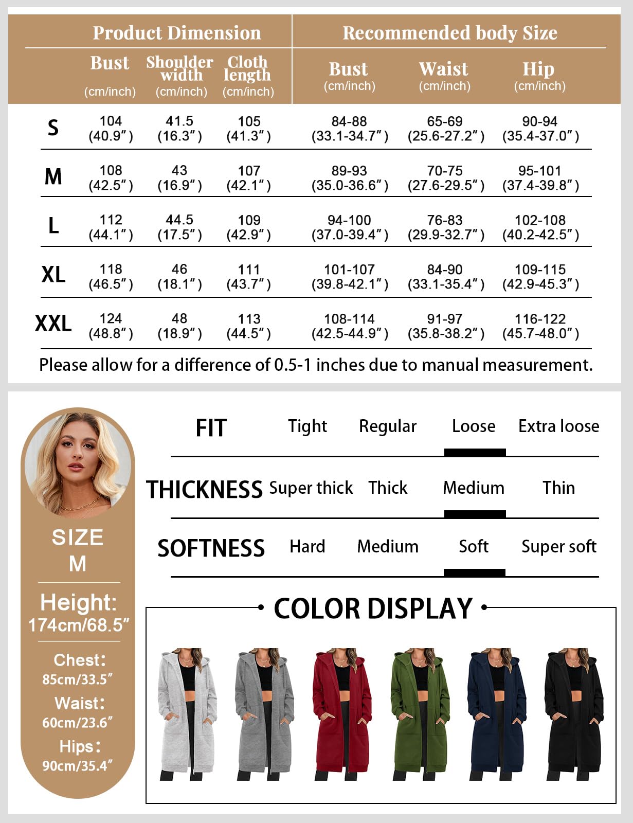 Sweat à Capuche Femme Zippé Veste Polaire Longue Pullover Manches Longues Épais Hoodie Lâche Manteau Automne Hiver Casual Sweatshirt avec Poches