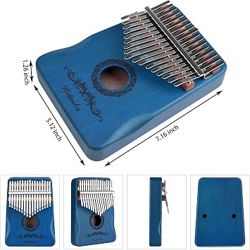 Kalimba Thumb Piano 17 Keys, Finger Piano Musical Instruments, Mbira Music Kids Gifts Adult Beginners Hand Pianos (Blue)