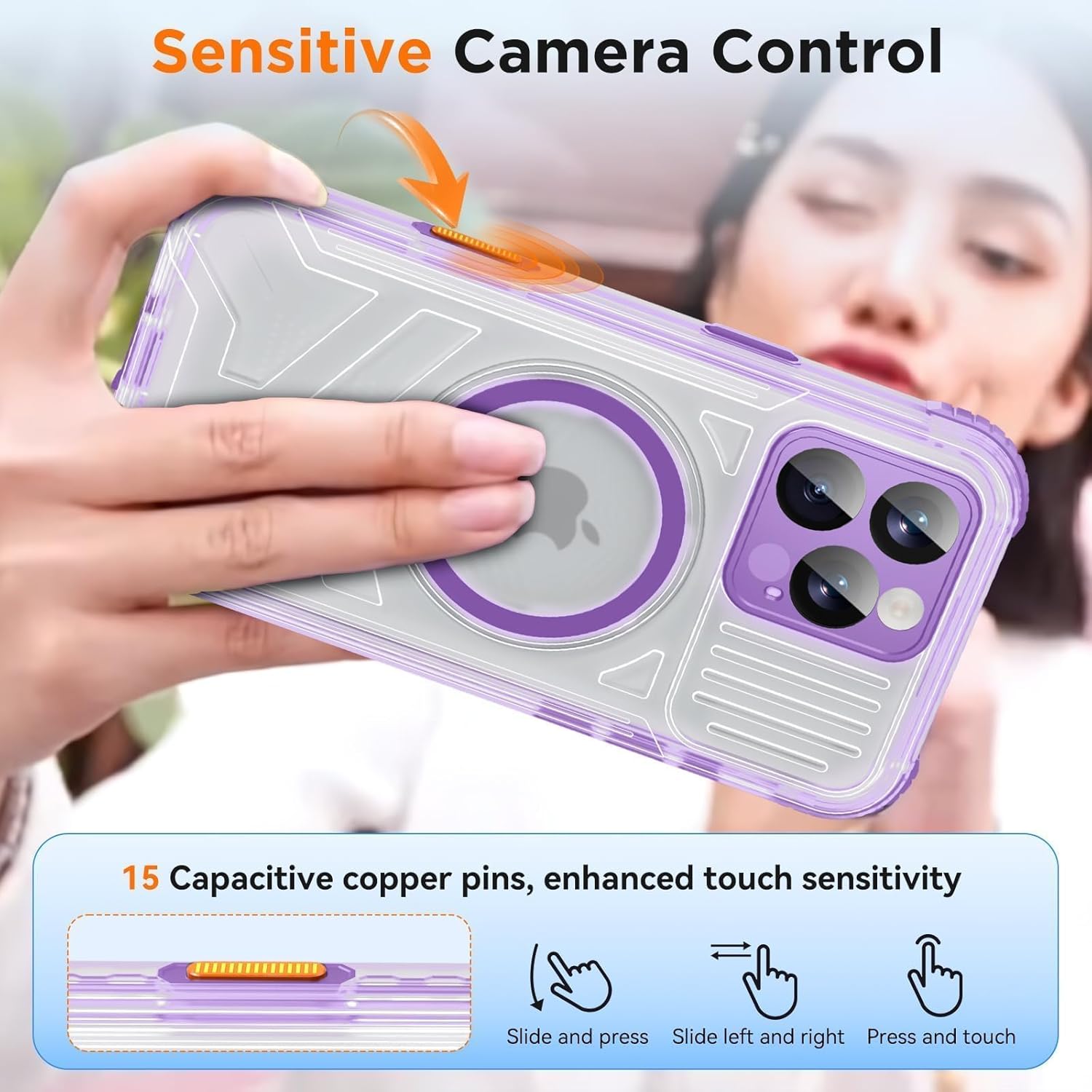 WIFORT for iPhone 16 Pro Max Waterproof Case, [IP68 Underwater] [Blue Light Filter Lens] [15FT Military Shockproof], Fit for Magsafe Full Body Magnetic Frosted Phone Case with Lanyard, 6.9" Purple