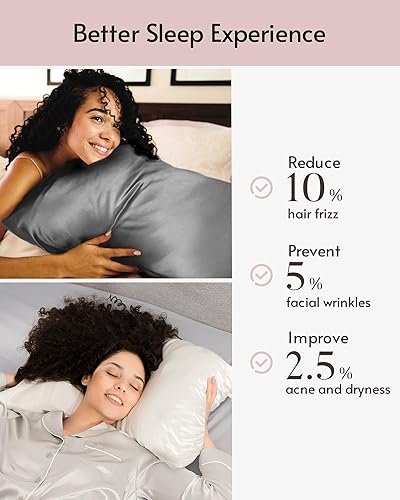 Miniatura 2 de Yanideer Funda de almohada de satén para cabello y piel, con banda elástica de viaje, fundas de almohada de satén de enfriamiento, funda de almohada