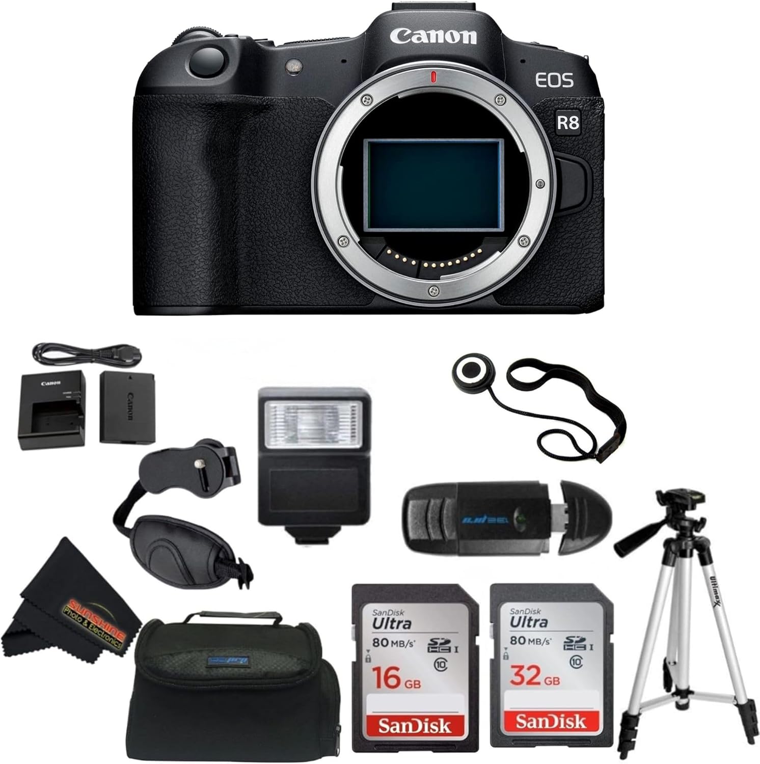 Canon EOS R8 Full-Frame Mirrorless Camera (Renewed) (Body Only + Basic Accessories Bundle)