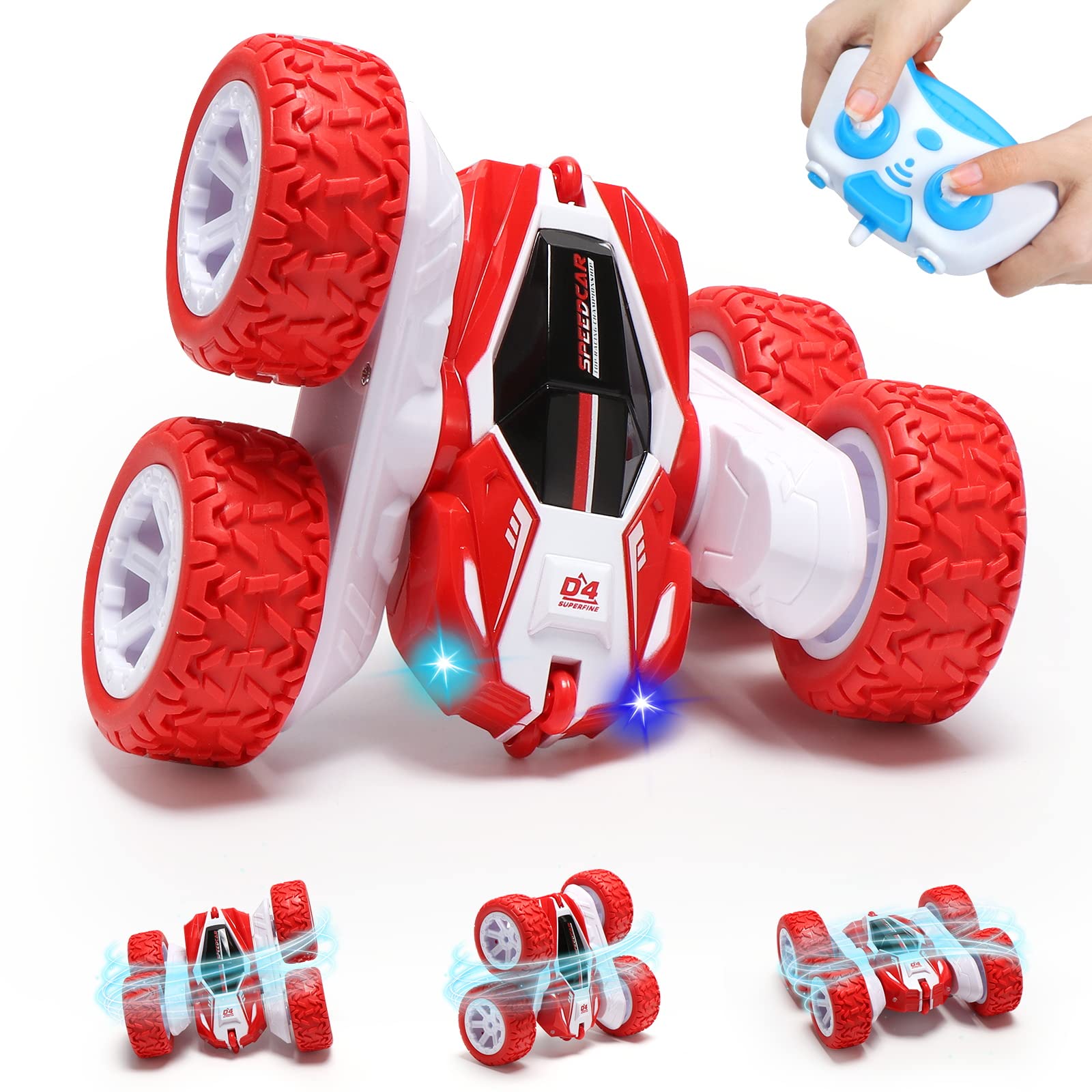 Oderra Remote Control Car, 4WD Rc Stunt Car 360 ° Double Side Flips, 2.4Ghz Radio Controlled Cars with Rechargeable Battery