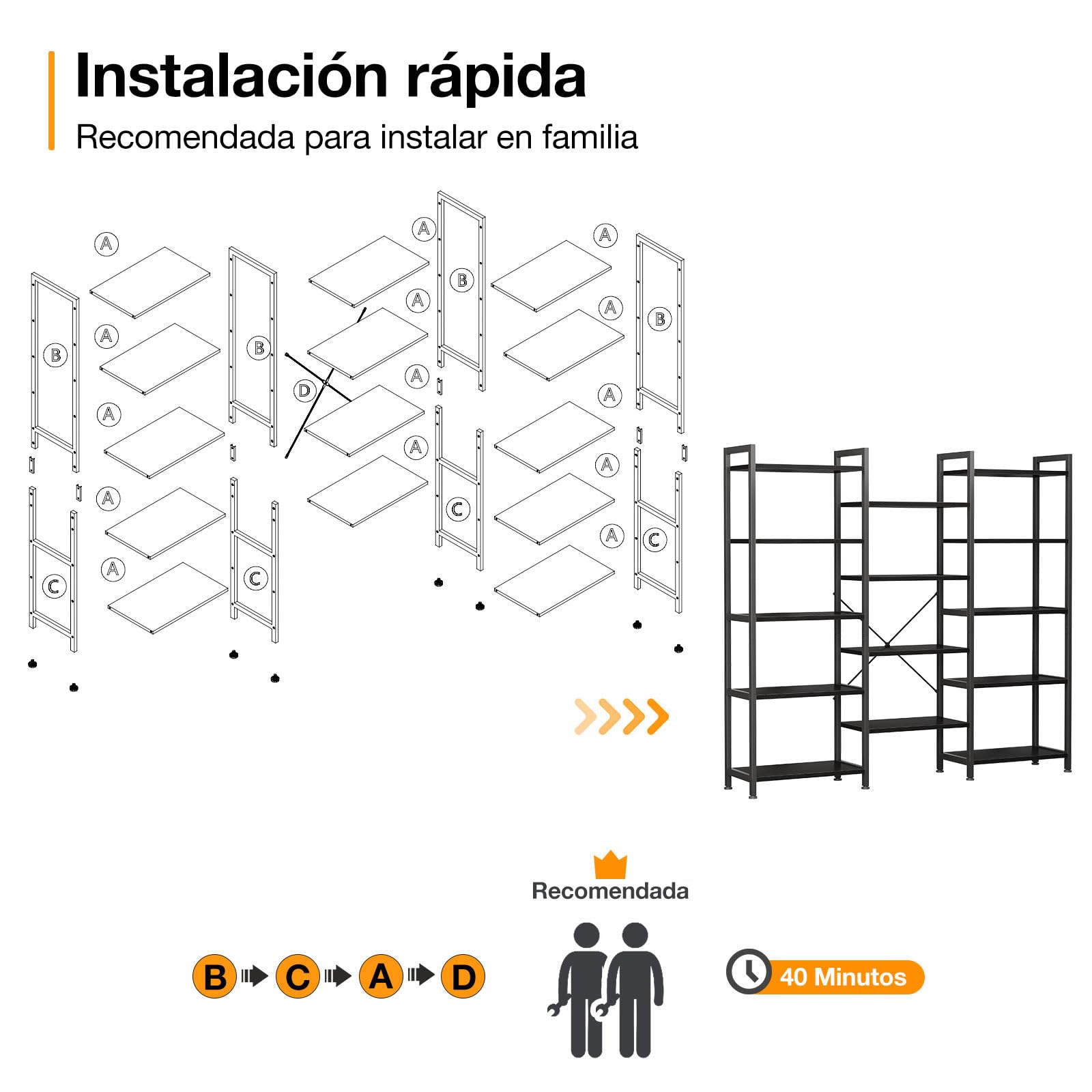 Coleshome Estantería con 14 Estantes, 5 Niveles, Librería con Espacio de Almacenamiento, 24 x 125.6 x 145.4 cm Librería Vertical Almacenaje para Oficina, Salón, Dormitorio, Cocina, Negro