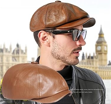 Amazon | メンズ レザー ハンチング キャスケット デザイン キャップ