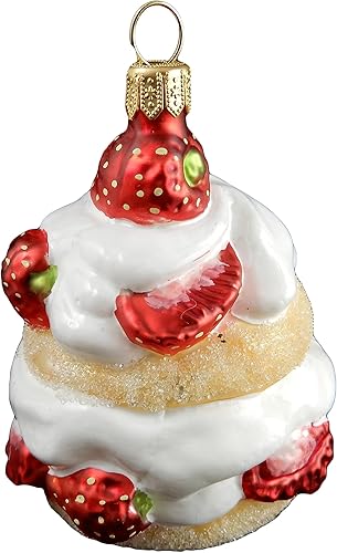Miniatura 2 de Fresa Shortcake Comida Cocina Chef Postre Fruta Polaco Vidrio Árbol de Navidad Ornamento Culinario