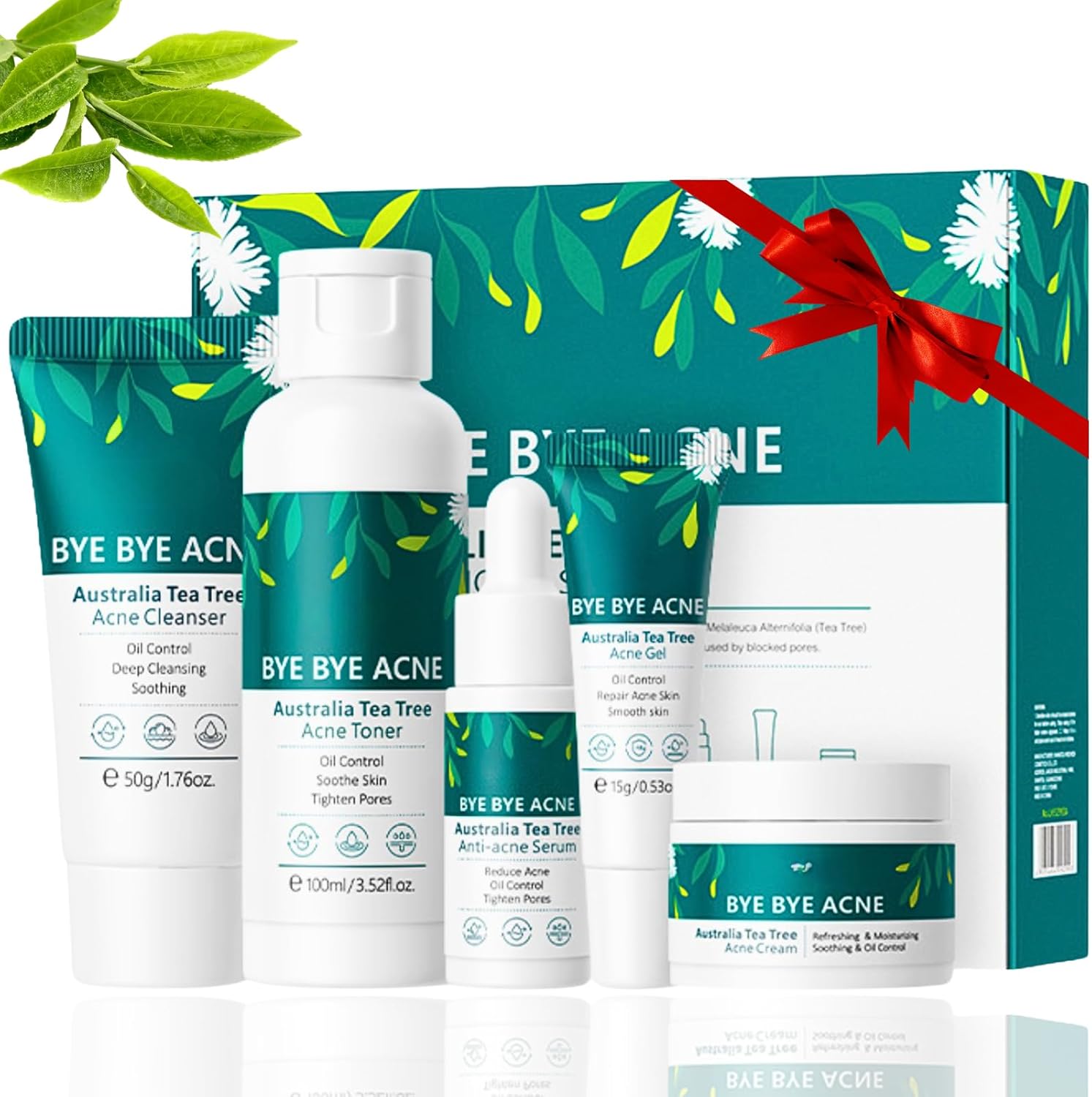 Tea Tree Skincare Set | Oil Control & Pore Minimizing 5-Piece Facial Skin Care Sets & Kits | Natural Relief With Tea Tree & Aloe Vera | Vegan Skincare Gift Set For Teens & Adults (5pcs)