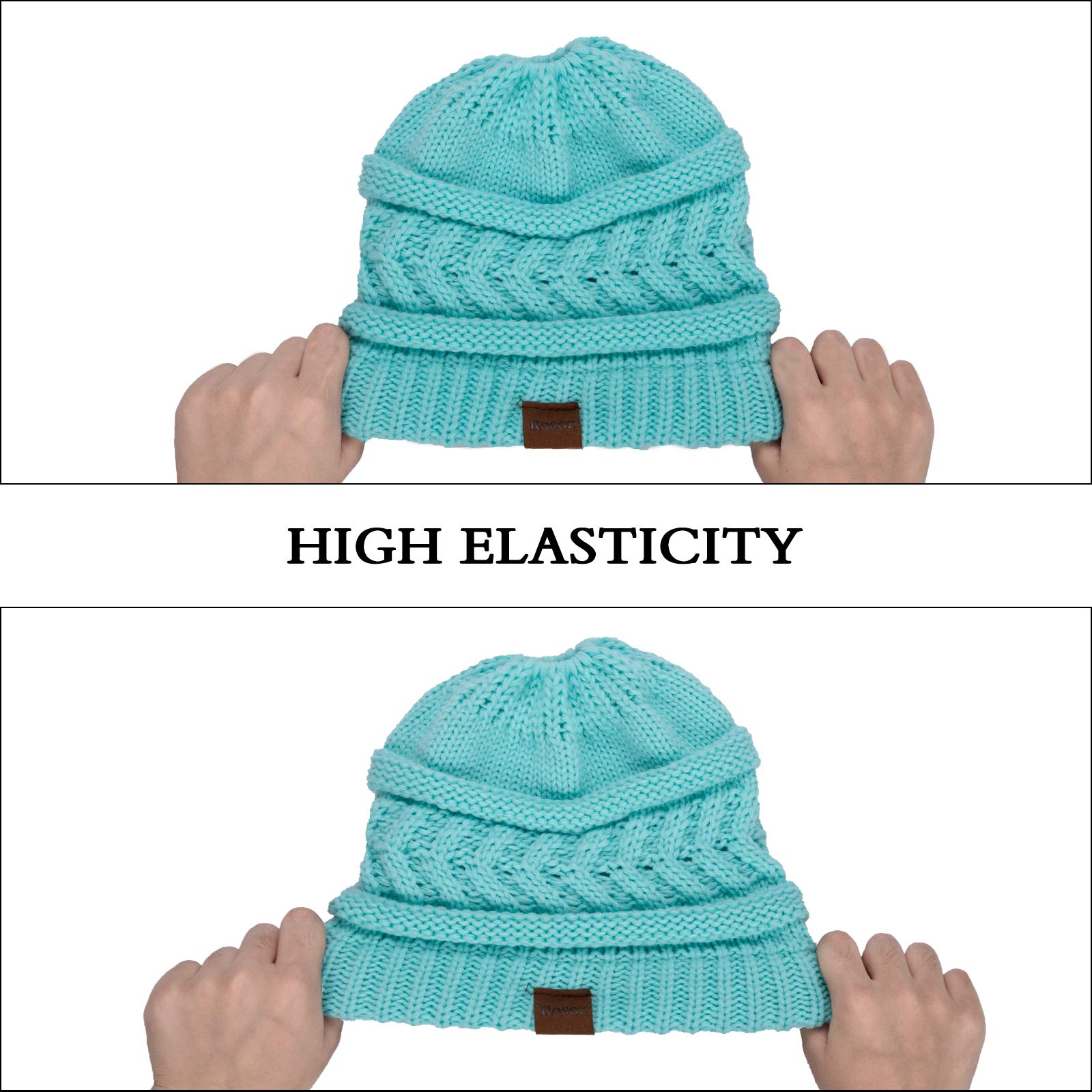 Ponytail Beanie For Women - Winter Warm Knit Hat With Hole For Bun Or Tail - View #9