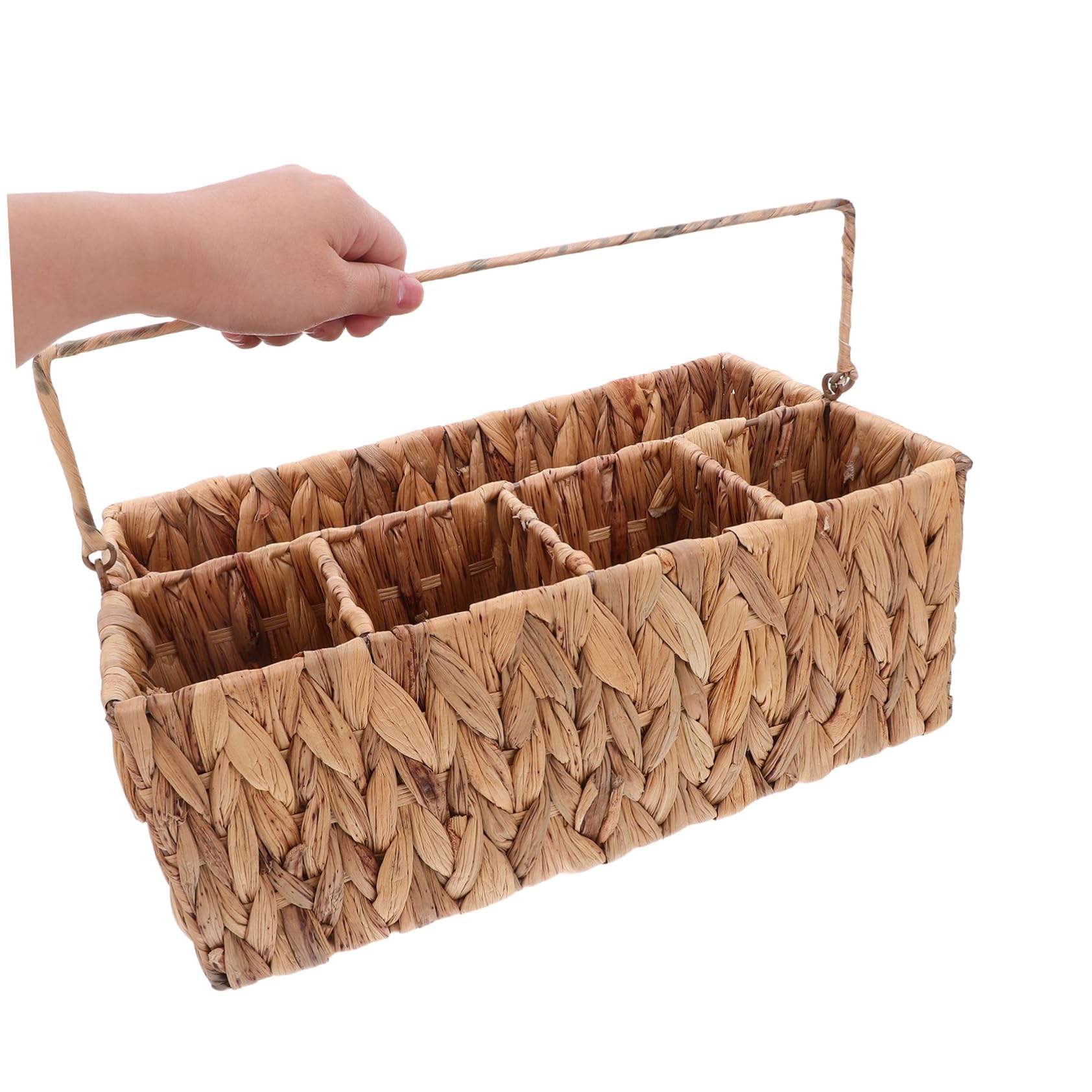MAGICLULU Weidenkorb Handgeflochten Mit Fächern Als Besteckkorb Für Küche Oder Garten Robuster Aufbewahrungskorb Aus Stroh Für Zuhause Und Partys Mit Griffen Für Outdoor-aktivitäten Brotkorb