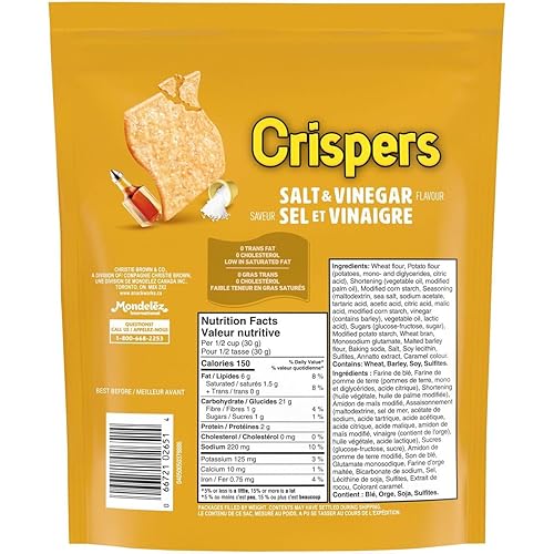 Miniatura 2 de Christie Crispers, galletas saladas y vinagre, 5.11 oz5.1 onzas, bolsa, Importado de Canadá