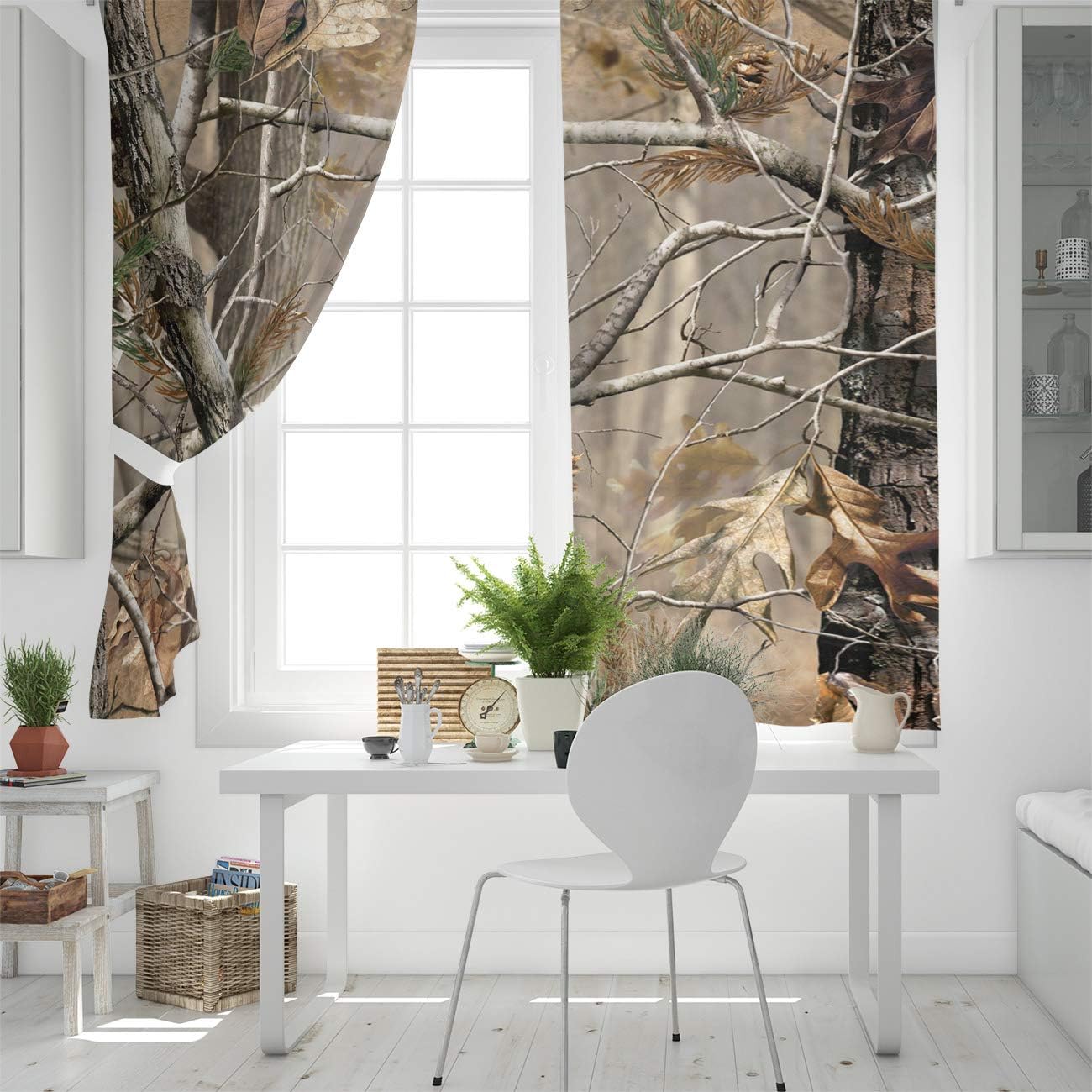 Bеѕt Cуbеr Mоndау 🔥 FortuneHouse8 Blackout Curtains Thermal Insulated Real Camouflage Tree Room Drapes Window Curtain for Bedroom Living Room Set of 2 Curtain Panels Home Fashion 52x84inch