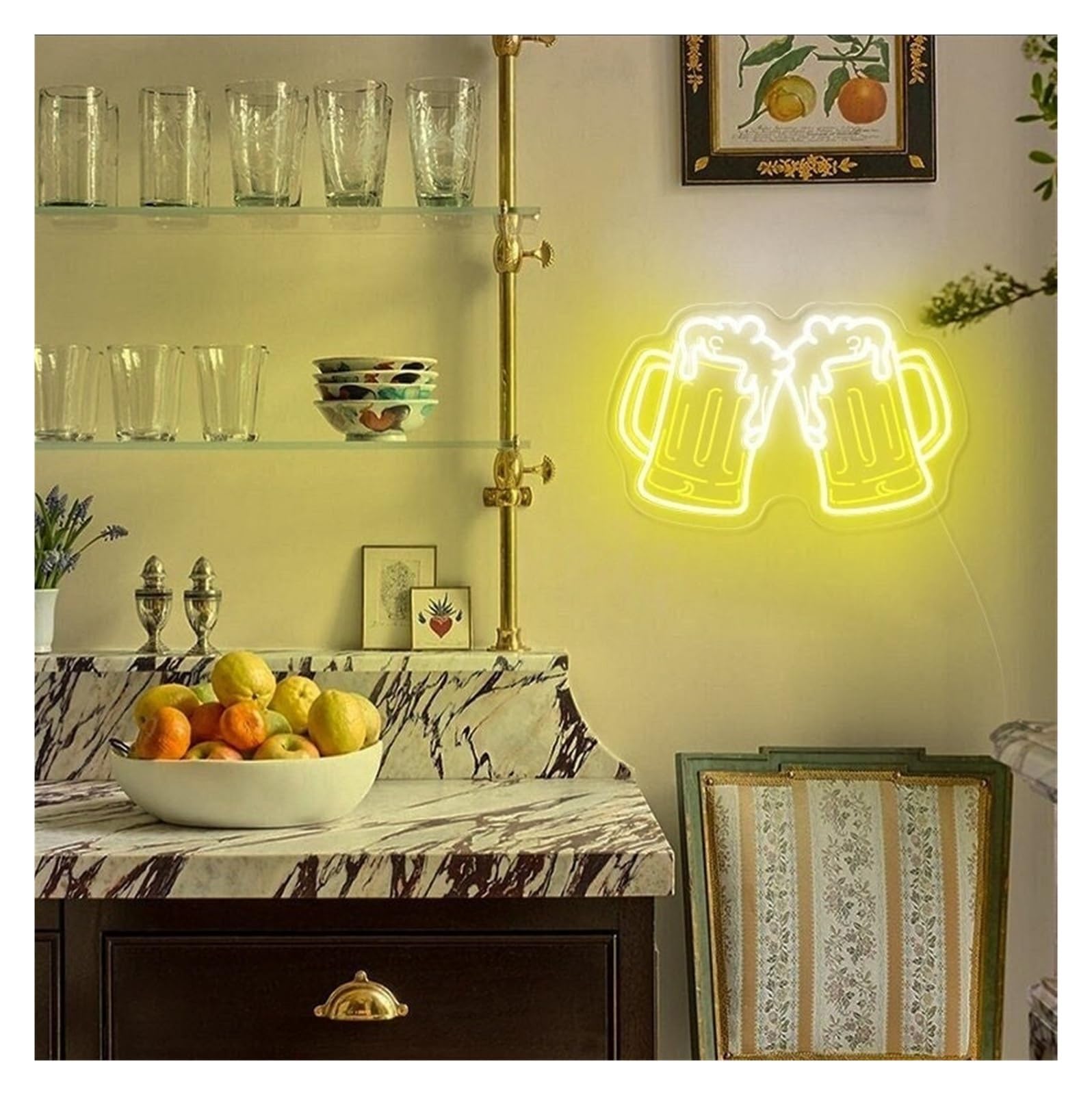 Decoración Lámparas Letrero De Neón Con Forma Vaso Cerveza, Decoración Pared Para Bar En Casa, Sala Juegos, Dormitorio, Salón O Fiesta Cumpleaños 45cm
