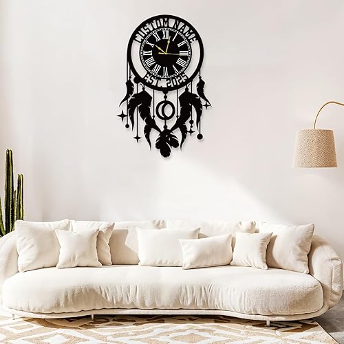 Miniatura 2 de Relojes de pared bohemios personalizados, relojes de pared decorativos, silenciosos, funciona con pilas, decoración del hogar, reloj colgante