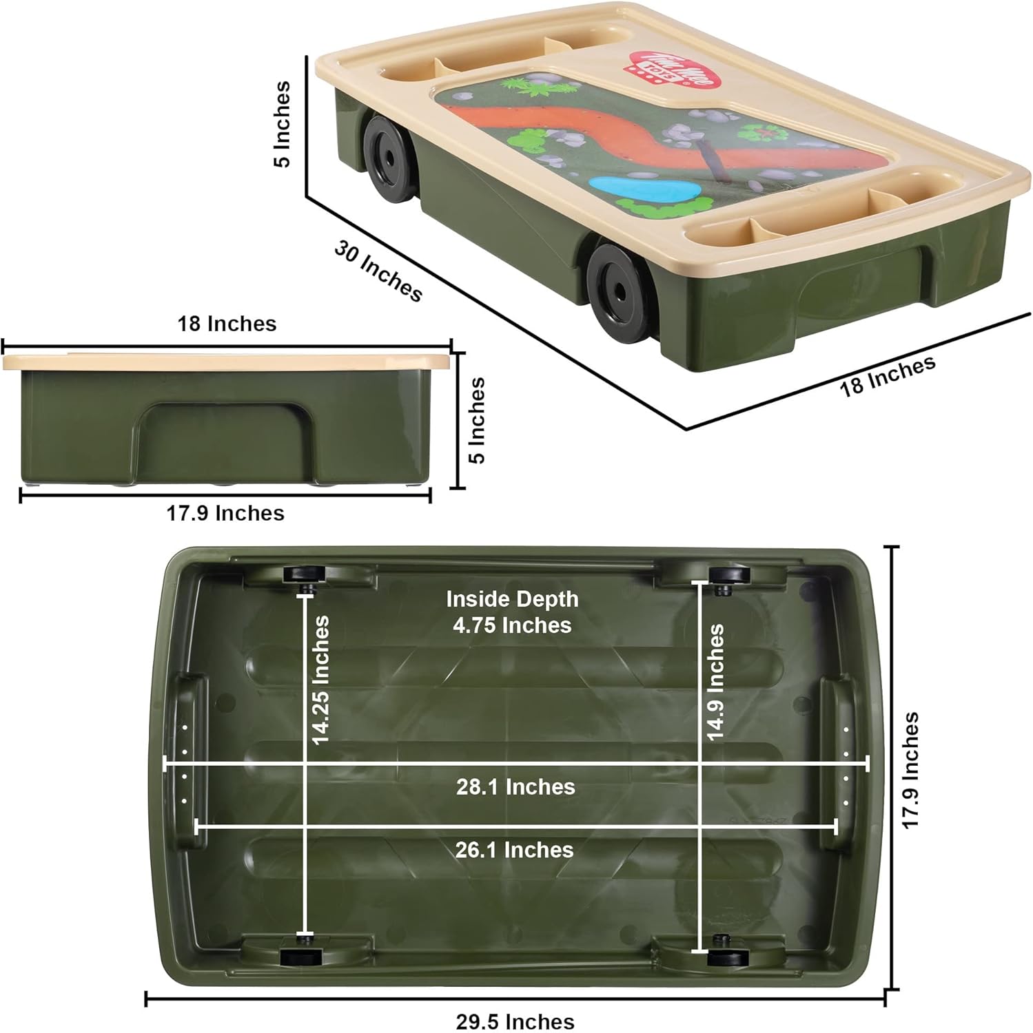 Tim Mee Toy Giant Underbed Storage Container w/Wheels & Play Surface US Made