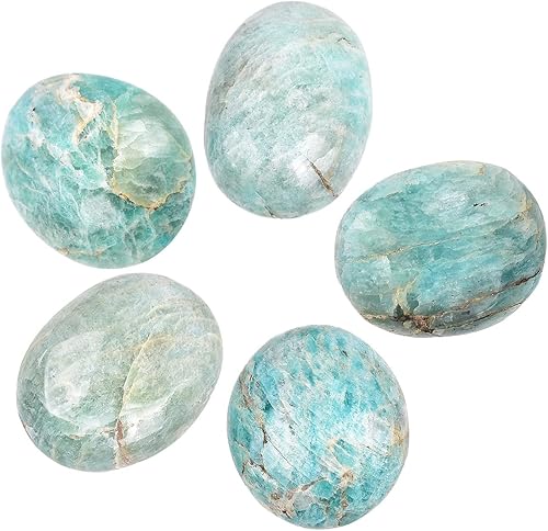 Miniatura 5 de JIC Gem 5 piedras de palma de amazonita de forma irregular pulidas, cristales curativos, piedras de guijarros de bolsillo, piedra de preocupación