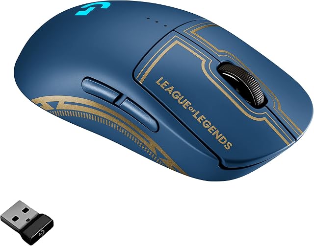 Logitech G PRO Wireless Gaming Mouse - LIGHTSPEED, HERO 25K Sensor, 25,600 DPI, RGB, 4 - 8 Programmable Buttons, Ambidextrous, Official League of Legends Edition - Blue