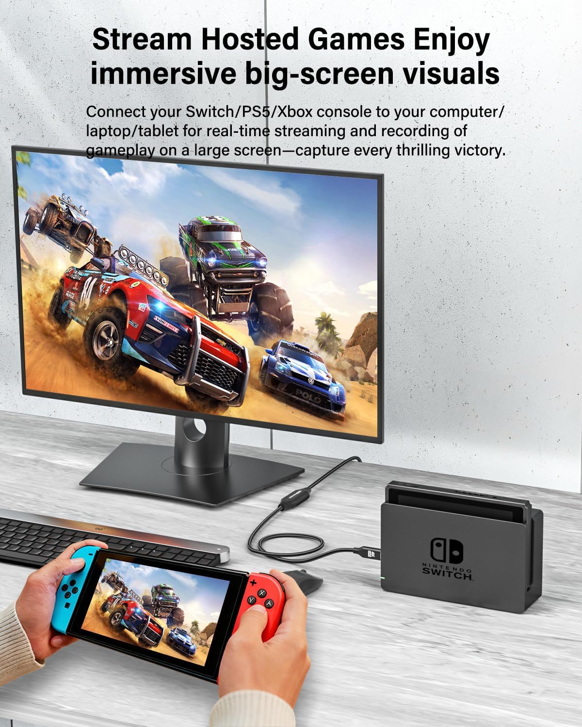 RUIZHI Video Capture Card, Micro HDMI to USB, 10FT 4K 1080P 60FPS Capture for Streaming, Teaching, Video conferencing or Live Broadcasting