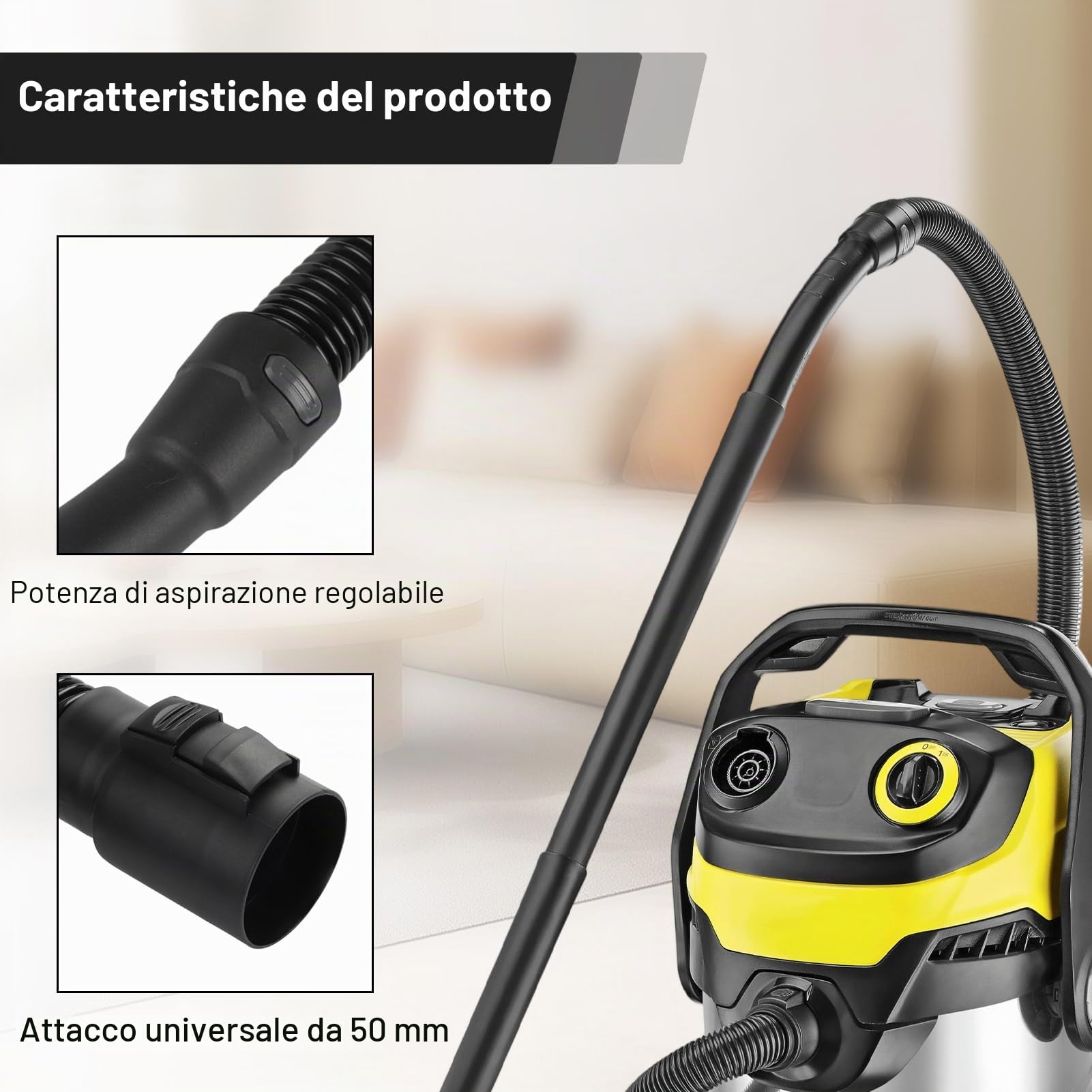 Tubo di ricambio per aspirapolvere, accessori per aspirapolvere con doppi giunti girevoli per Karcher NT20 30 WD1 WD2 WD3 WD4 WD5 WD6