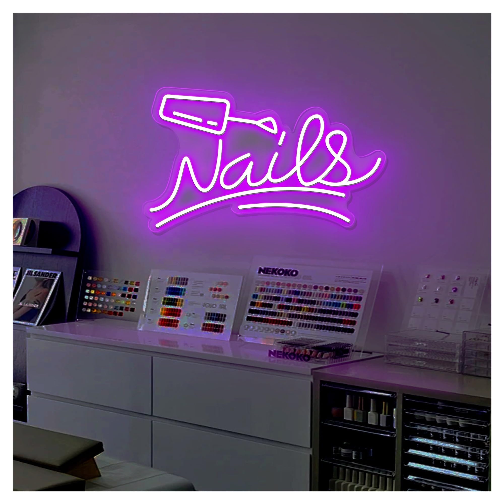 RONGCH Hanging Art Signs Nail Salon Neon Sign,Suitable for Beauty Room Wall Decor with Dimmable 40cm(D)