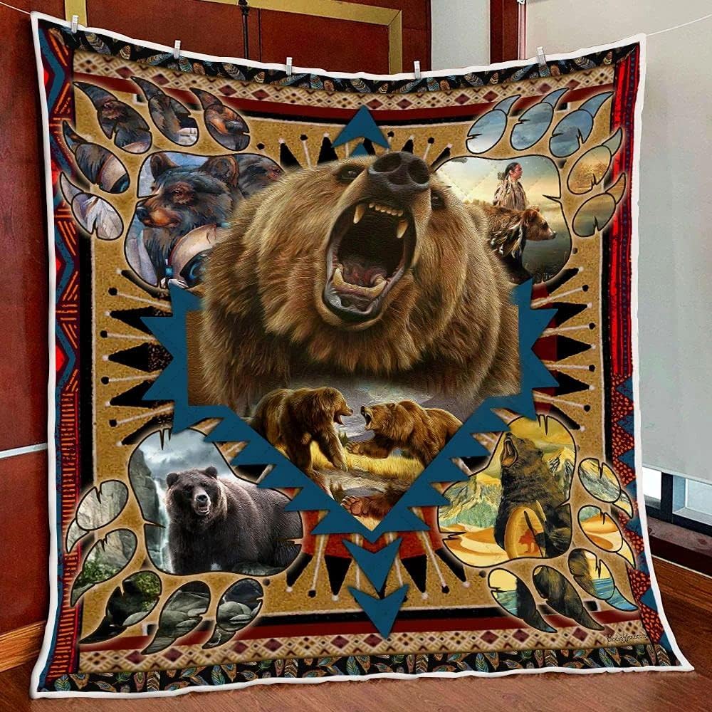 Bear Clan Heritage Quilted Blanket NCU0TH807