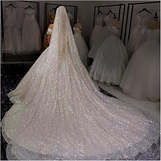 Kathedrale Brautschleier mit Kamm Glitzer Hochzeit Zubehör Haarschmuck für die Braut (Weiß, 300cm)
