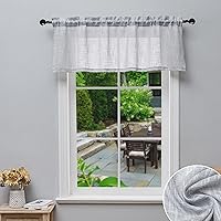 Vista 14 de Beda Home Cenefa de cortina texturizada de lino para cocina y sala de estar; cenefa corta rústica para ventana pequeña, dormitorio, sótano