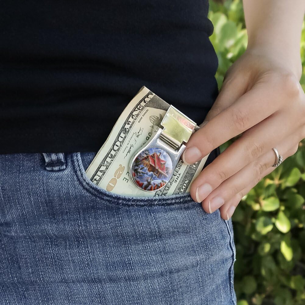 GRAPHICS & MORE Winter Cabin Satin Chrome Plated Metal Money Clip