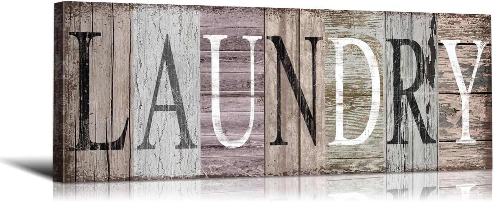 YOUHONG Laundry Room Wall Decor Art Sign - Farmhouse Rustic Decor with Wooden Frame, Lightweight for Laundry Room, Bathroom - Vintage Rustic Farmhouse Wall Art Ready to Hang (17''W x 6''H)
