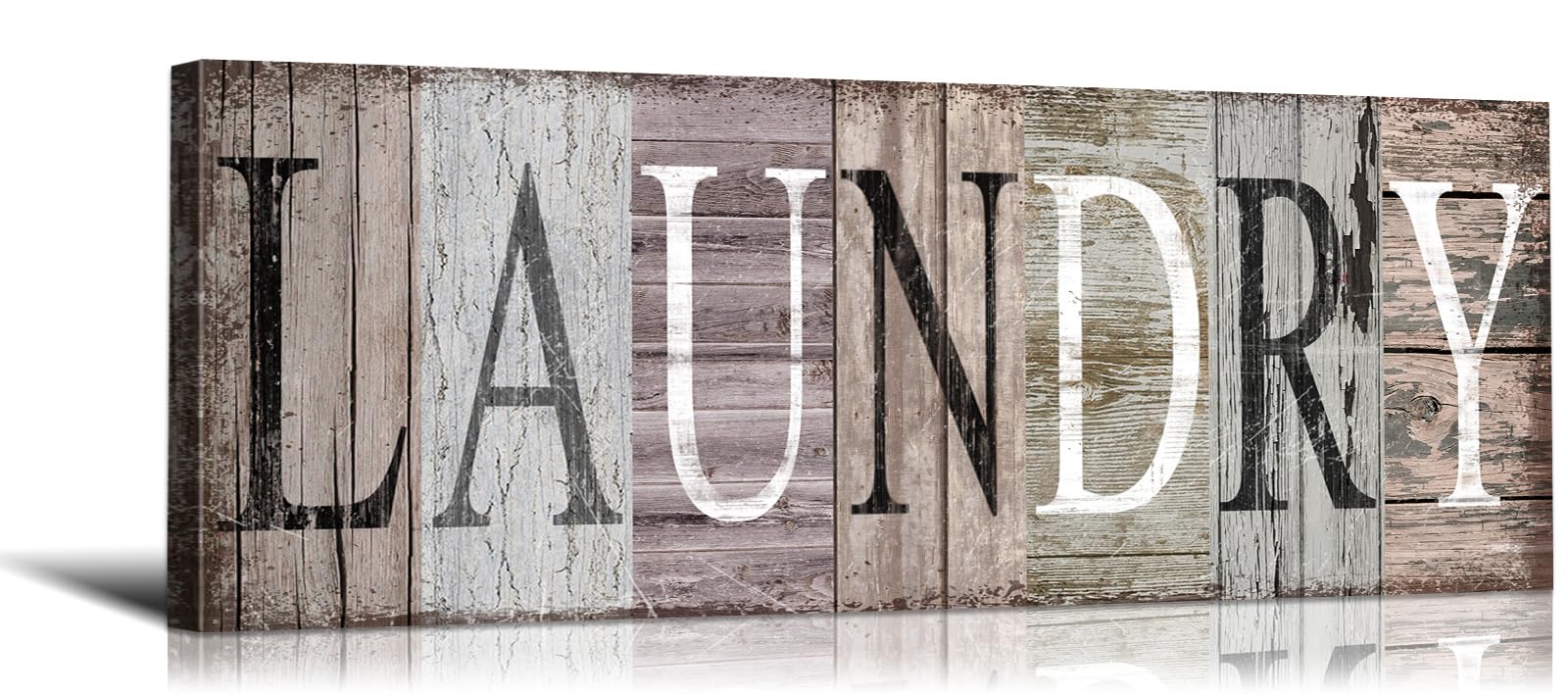 YOUHONG Laundry Room Wall Decor Art Sign - Farmhouse Rustic Decor with Wooden Frame, Lightweight for Laundry Room, Bathroom - Vintage Rustic Farmhouse Wall Art Ready to Hang (17''W x 6''H)