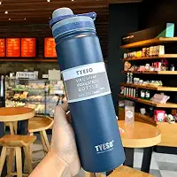 Garrafa de Água Térmica Aço Inox Esportiva Academia Isolada a Vácuo Aço Inox 304 de 800ml (AZUL 1314)