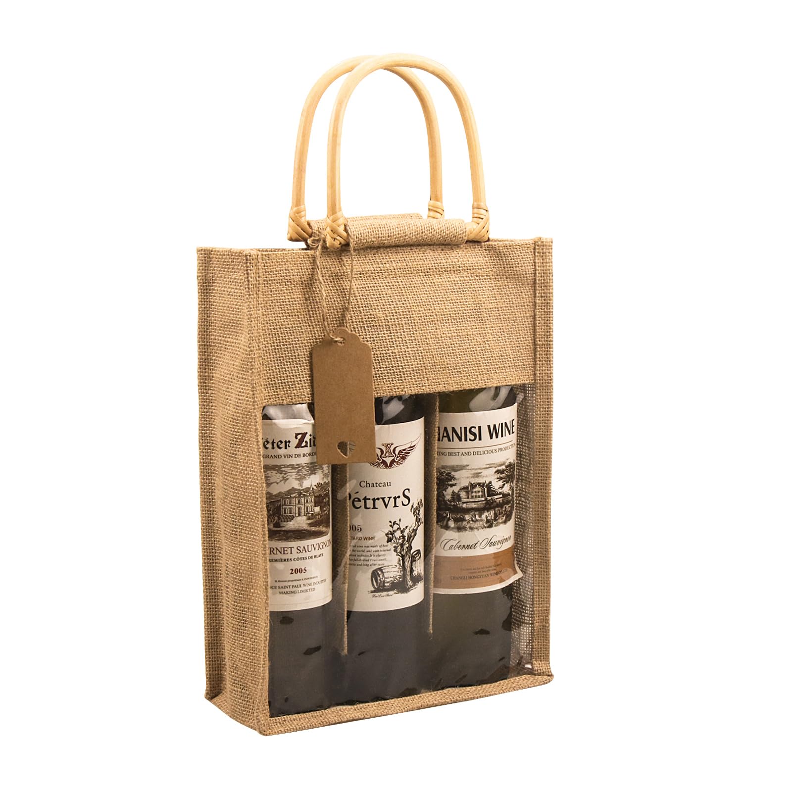 DIWNELEM 1 Pack Burlap Wine Gift Bags