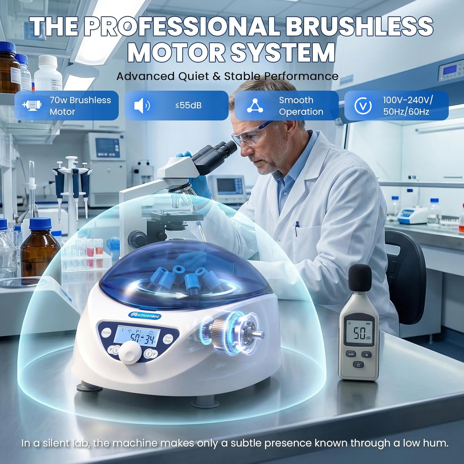 Mxmoonant Centrifuge Machine, Lab PRP Benchtop Centrifuges 300-5000RPM Electric Centrifuga with LCD Display, 6x15mL Rotor for 15/10/7/5/2/1.5mL Tubes