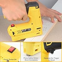 Vista 5 de YEAHOME Pistola de grapas eléctrica, clavadora/grapadora eléctrica 2 en 1, grapadora inalámbrica de 3.7 V con cable de carga USB, 1000 grapas