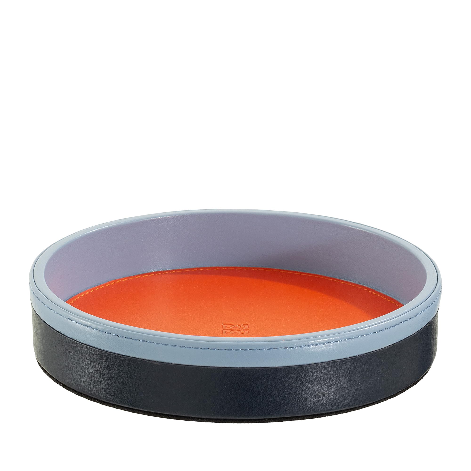DuDu Svuotatasche da Ingresso Rotondo in Pelle, Vassoio Piccolo da 16cm Multicolore di Design, Oggetto Decorativo di Casa Navy