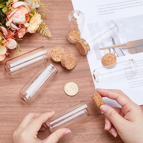 Miniatura 3 de CRASPIRE Cúpula Cloche de cristal con base de corcho de 3.4 x 1.2 pulgadas, 10 piezas de tarro de campana mini cubierta de soporte, frasco de