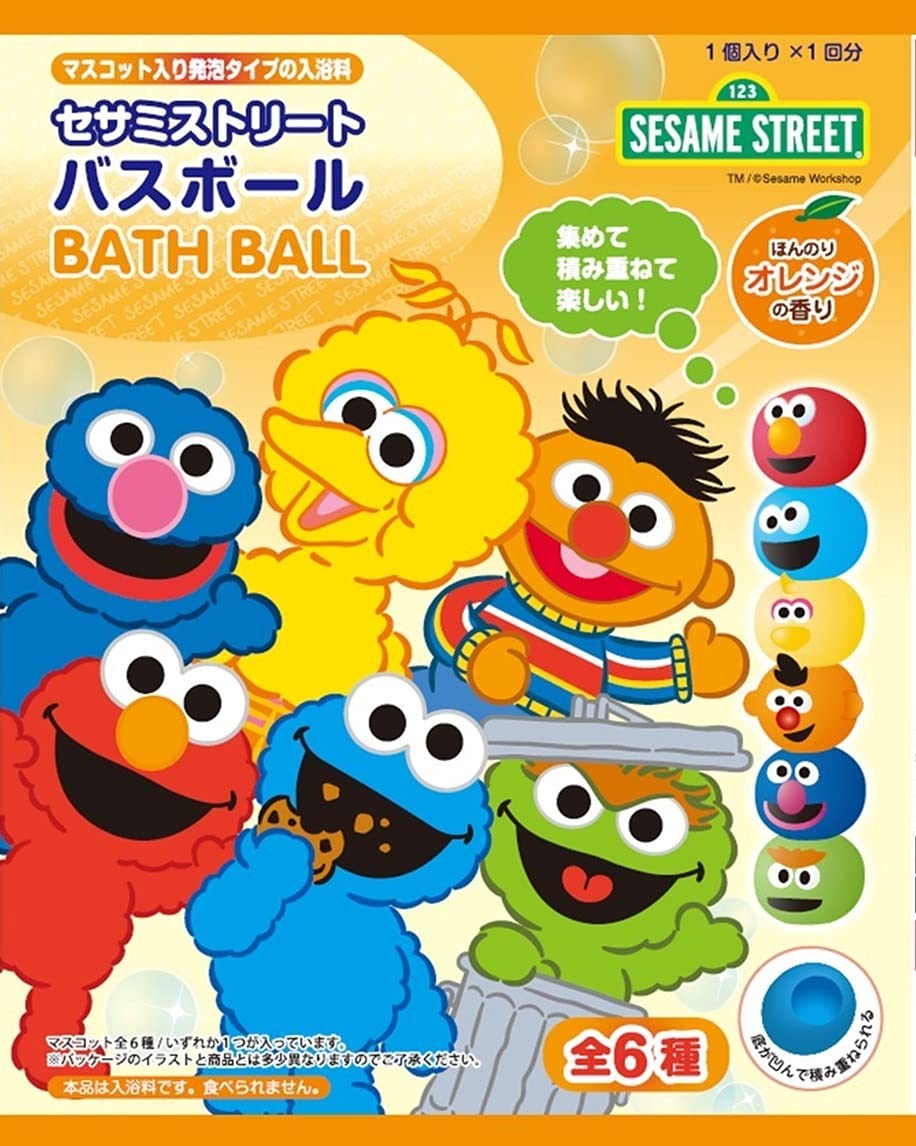 Amazon まとめ買い バスボール 24個セット セサミストリート つみあげマスコット ほんのりオレンジの香り モリトク 炭酸入浴剤 通販