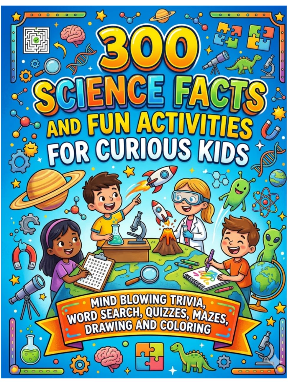 300 Science Facts and Fun Activities for Curious Kids: Includes Science Facts, Word Search Puzzles, Mazes, Quizzes, Drawing Prompts & Coloring (Curious Kids Learning Series)