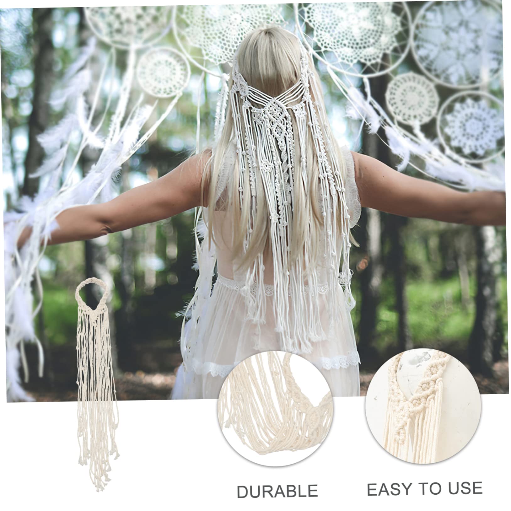 VICASKY 5 Pezzi Fascia Macramé Boho Sposa in Accessorio Handmade per Donne e Ragazze Cerchietto per Matrimonio e Feste Formali