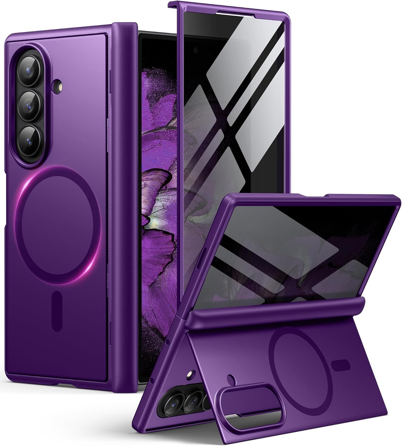BERFY for Samsung Galaxy Z Fold 7 Case with Privacy Screen Protector, [Compatible with MagSafe][Anti