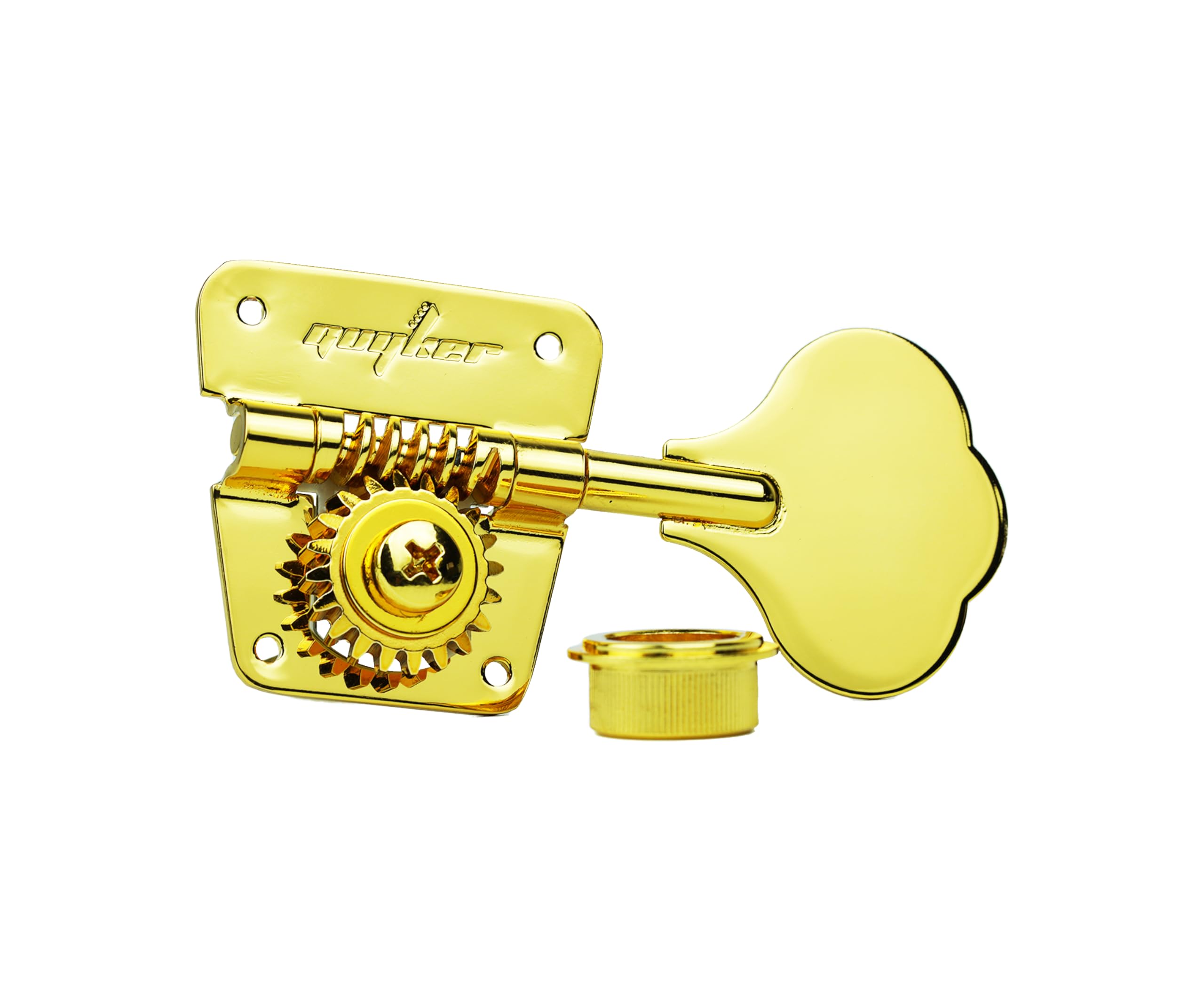 Guyker Accordatori per basso (2R + 2L) – rapporto 1:20 Open Gear Tuning Key Pegs Machine Head Ricambio per chitarra elettrica Jazz Bass o strumenti di precisione – GK530 Gold