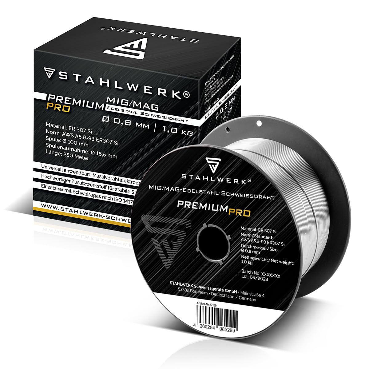 STAHLWERK MIG/MAG Edelstahl Schweißdraht Ø 0,8 mm ER307Si – 1 kg D100-Spule