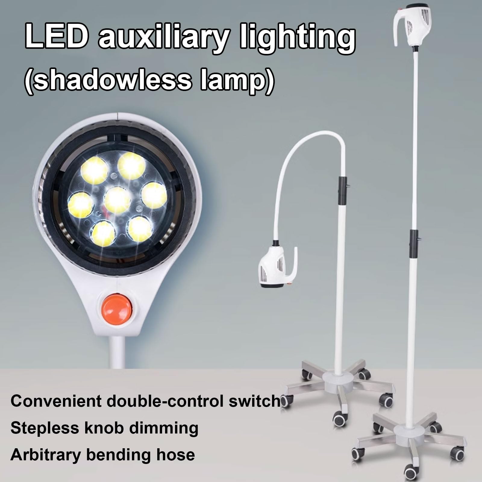 Lampada Chirurgica Mobile Dells'esame Del LED Visita A Collo D'Oca Luminosità E Angolazione Della Testa Della Lampada Regolabili per Impianti Dentali E Assistenza