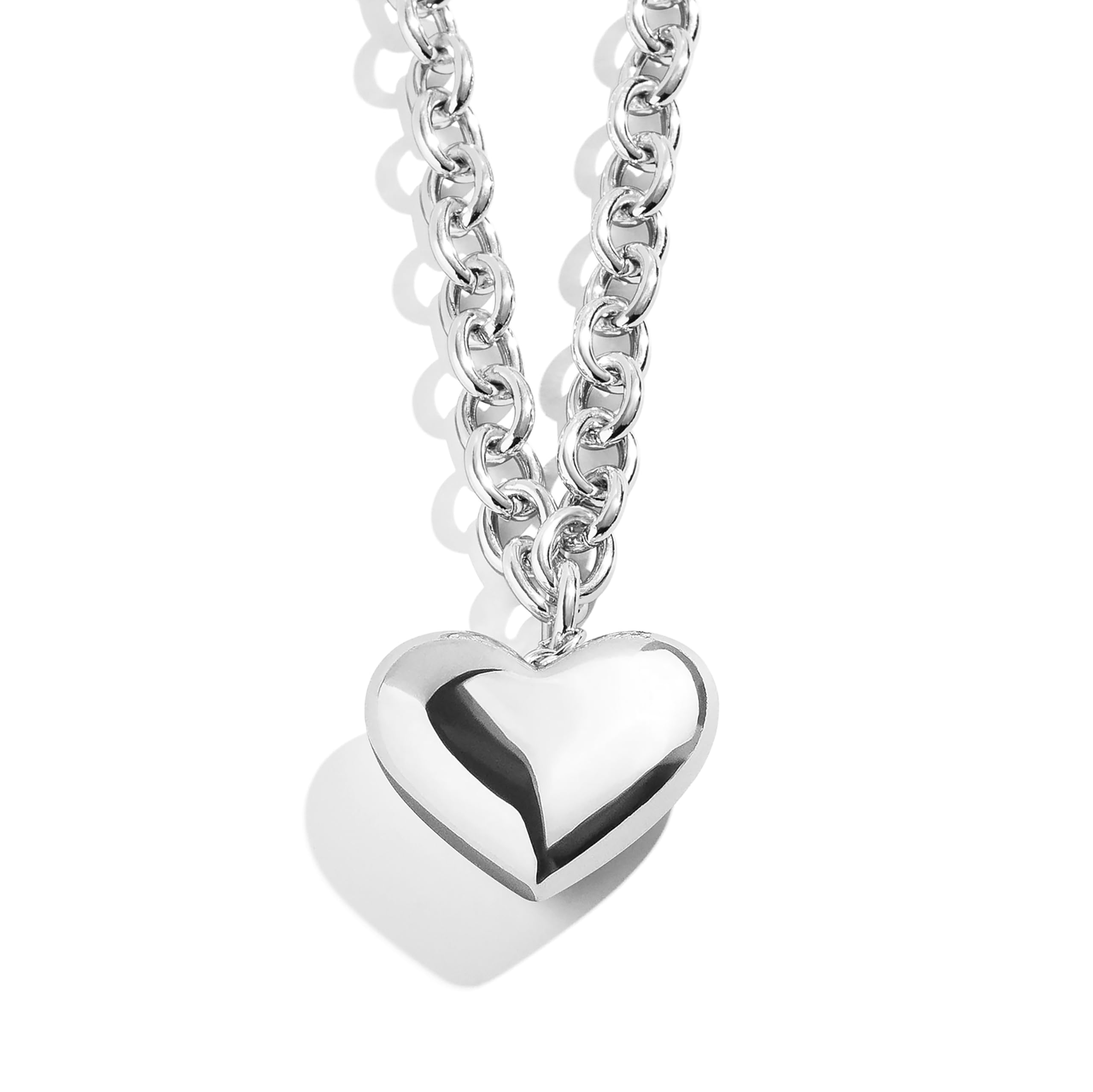 BaubleBar Gold-Plated or Silver Millie Necklace - Trendy Fashion Jewelry, Chunky Necklace, Gold-Plated Heart Charm, Silver Necklace for Women,