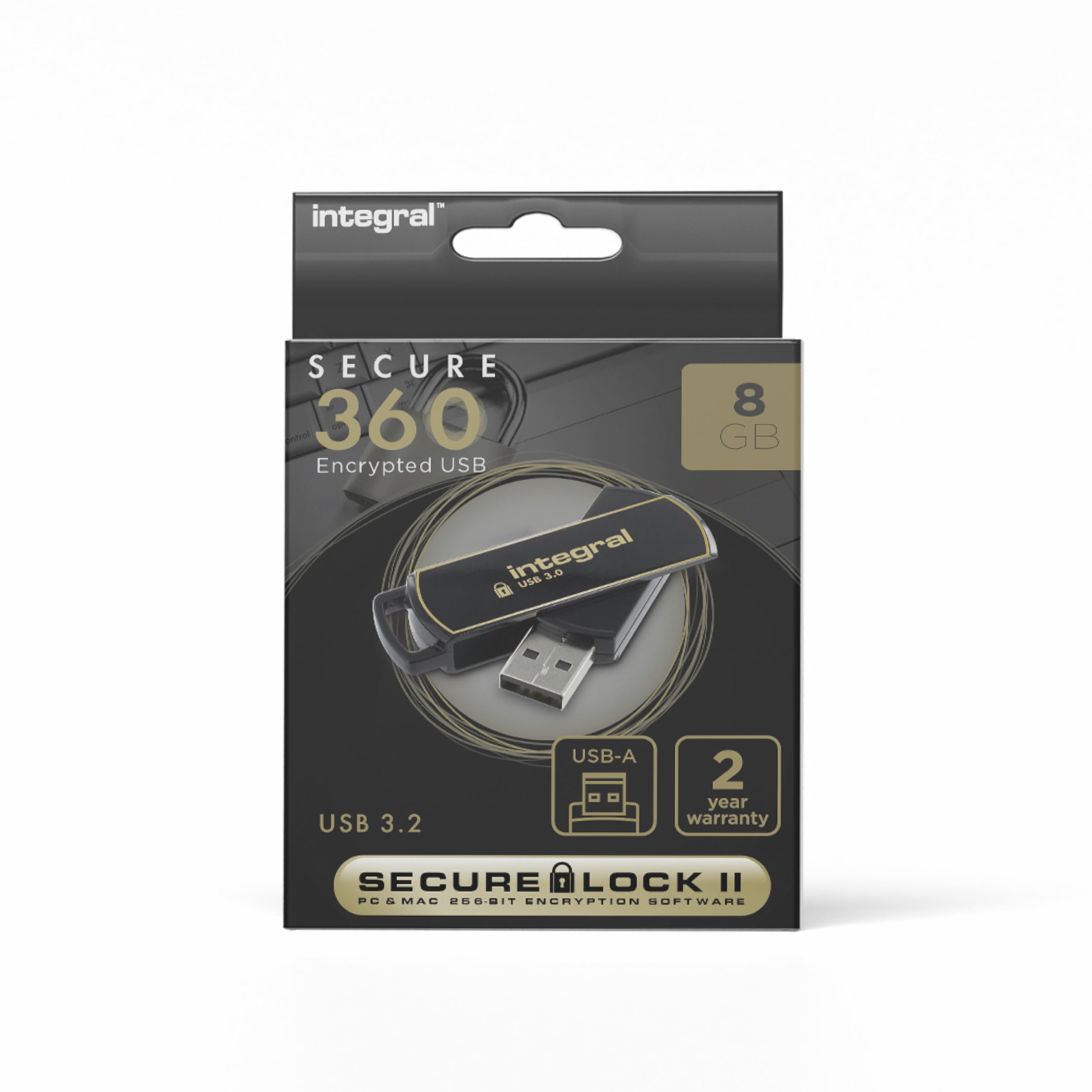 Integral Flash Drive 8 Gb Usb Type-A Black, Gold