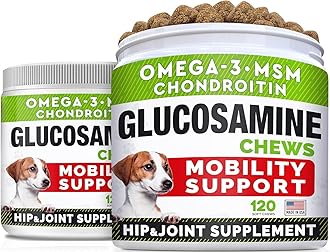Glucosamine for Large Dogs - Joint Supplement Large Breed w/ Omega-3 Fish Oil - Chondroitin, MSM - Advanced Mobility Chews - Joint Pain Relief - Hip & Joint Care - Chicken Flavor - 240Ct - Made in USA