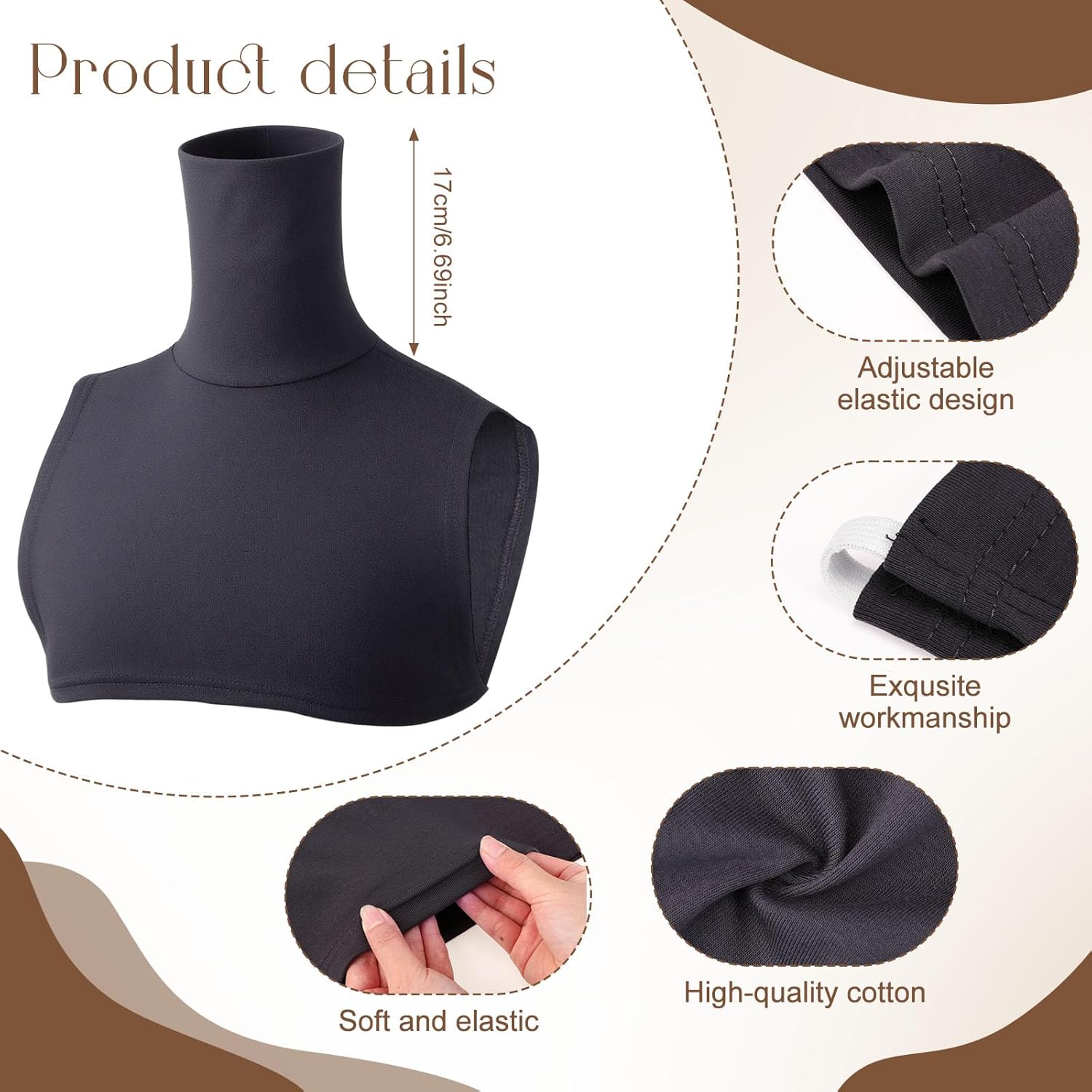 SATINIOR 4 Pcs Fake Turtleneck Dickey Collar for Women Fake Mock Blouse Detachable Faux Turtle Necks for Women Men - Image 3