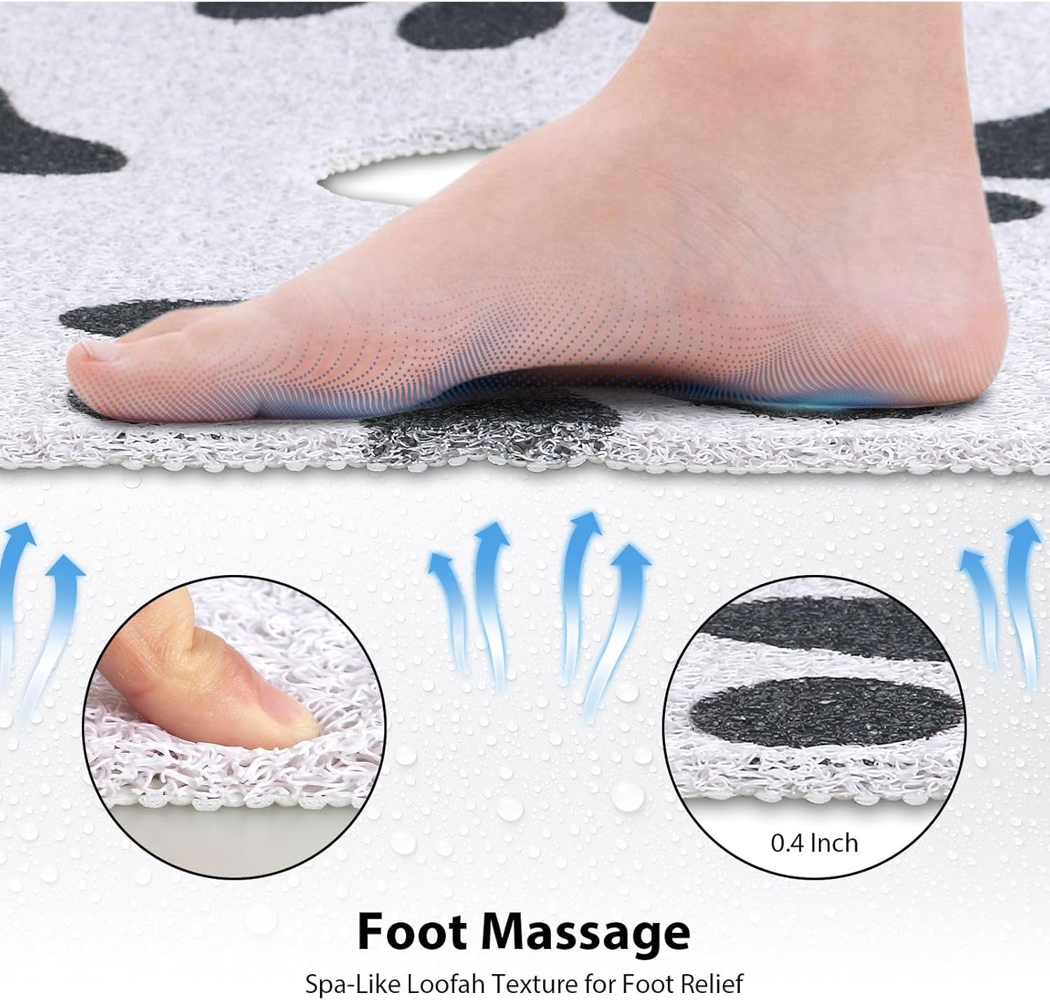 Extra Large Square Shower Mat, Yonala 36 x 36 Inch Stylish Non Slip Shower Mats for Inside Shower with Drain Hole in Middle, Soft Trimmable PVC Loofah Anti Slip Shower Mat, Quick Drying - Image 4