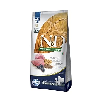 Farmina, N&D Ancestral Grain Lamb Spelt Oats and Blueberry Recipe Adult Medium Large Breed Dry Dog Food, 424 Ounce