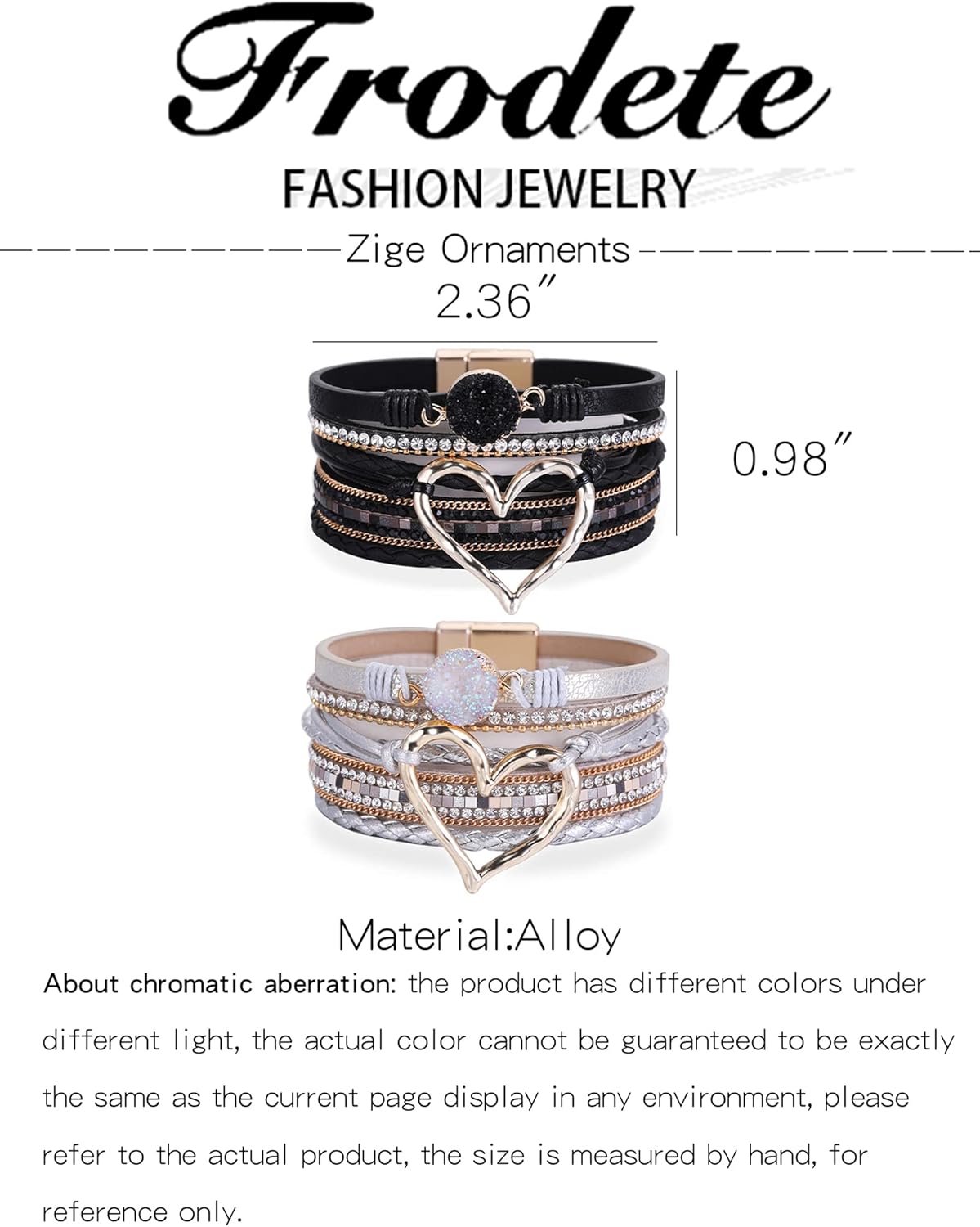 Frodete Leather Wrap Bracelets for Women Stackable Bracelets Boho Bracelets for Women Heart Charm Bracelet Western Jewelry Gifts - Image 7